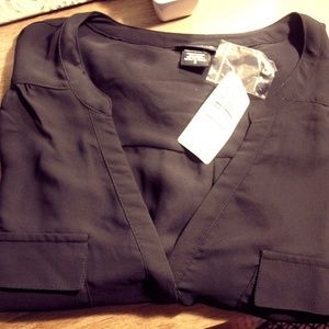 Torrid 2X Georgette Pullover Blouse, BNWT, Black